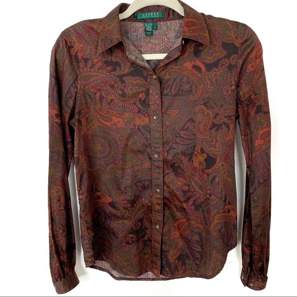 Lauren by Ralph Lauren Paisley Button Down Size XS